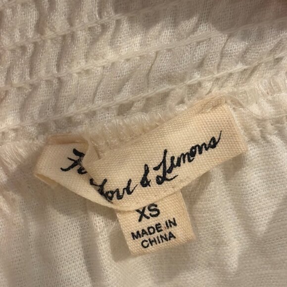 NWOT For Love & Lemons Macaroon Mini Dress XS - Floral Button Mini White/Ivory - Picture 7 of 7